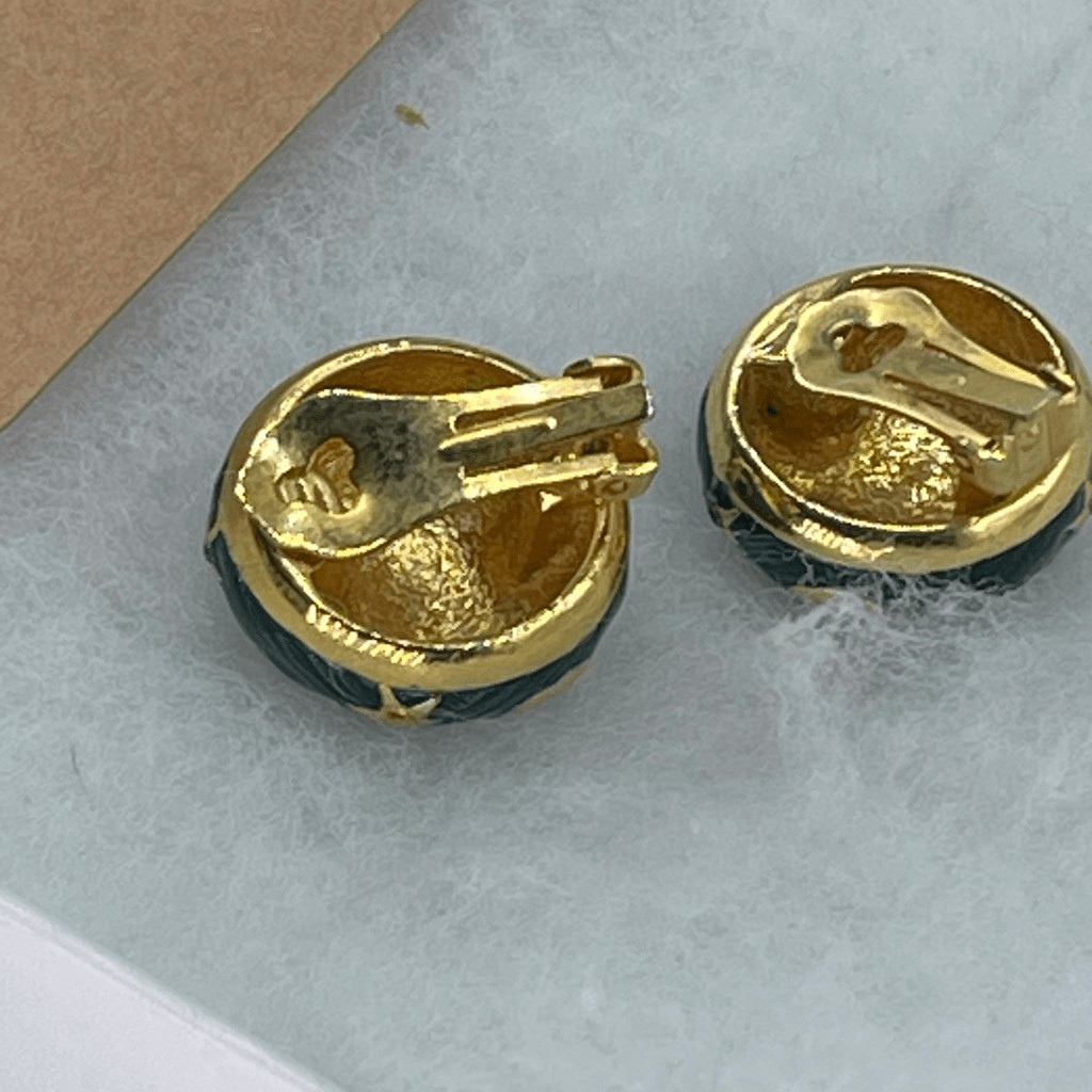Vintage Celestial themed enamel dome clip earrings