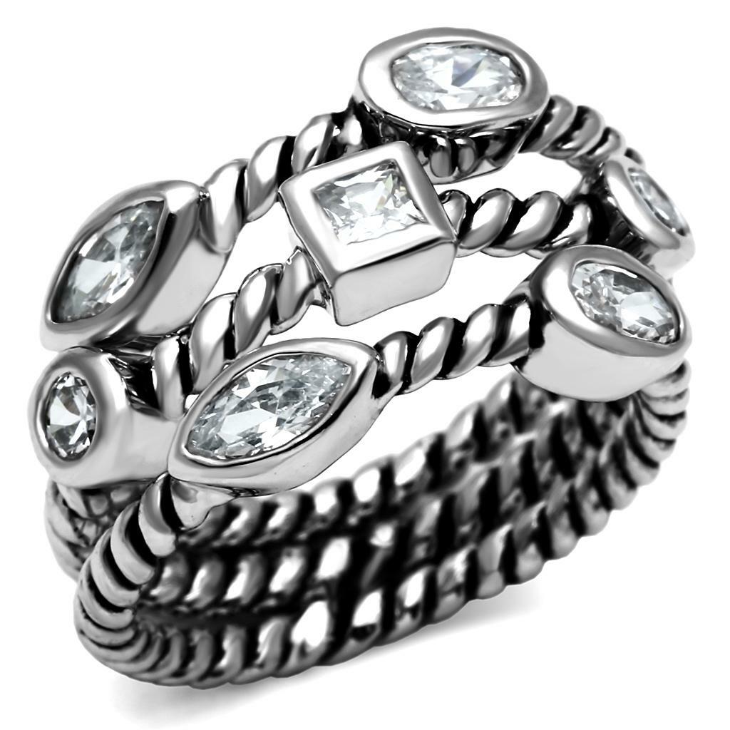 TK2880 – High polished (no plating) Stainless Steel Ring with AAA Grade CZ in