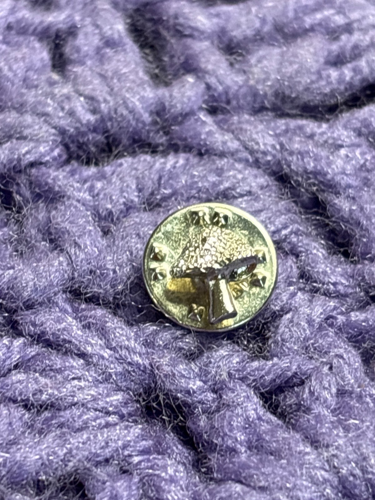 Silvertone Mushroom Lapel Tack Pin Clear Rhinestones 3/8 inch