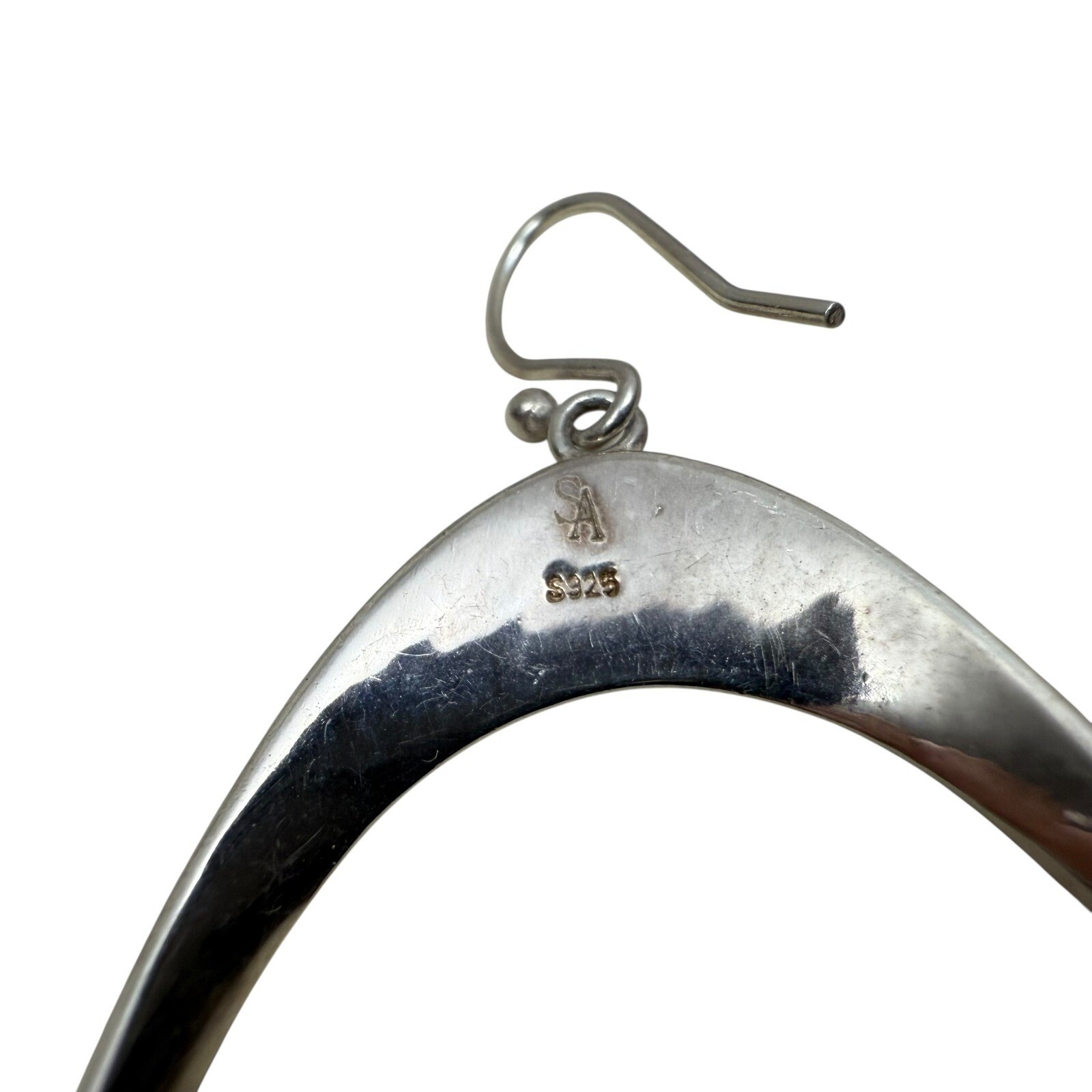 Stefani Argento SA 925 Sterling Silver Oval Hoop Earrings Dangle Drop Minimalist