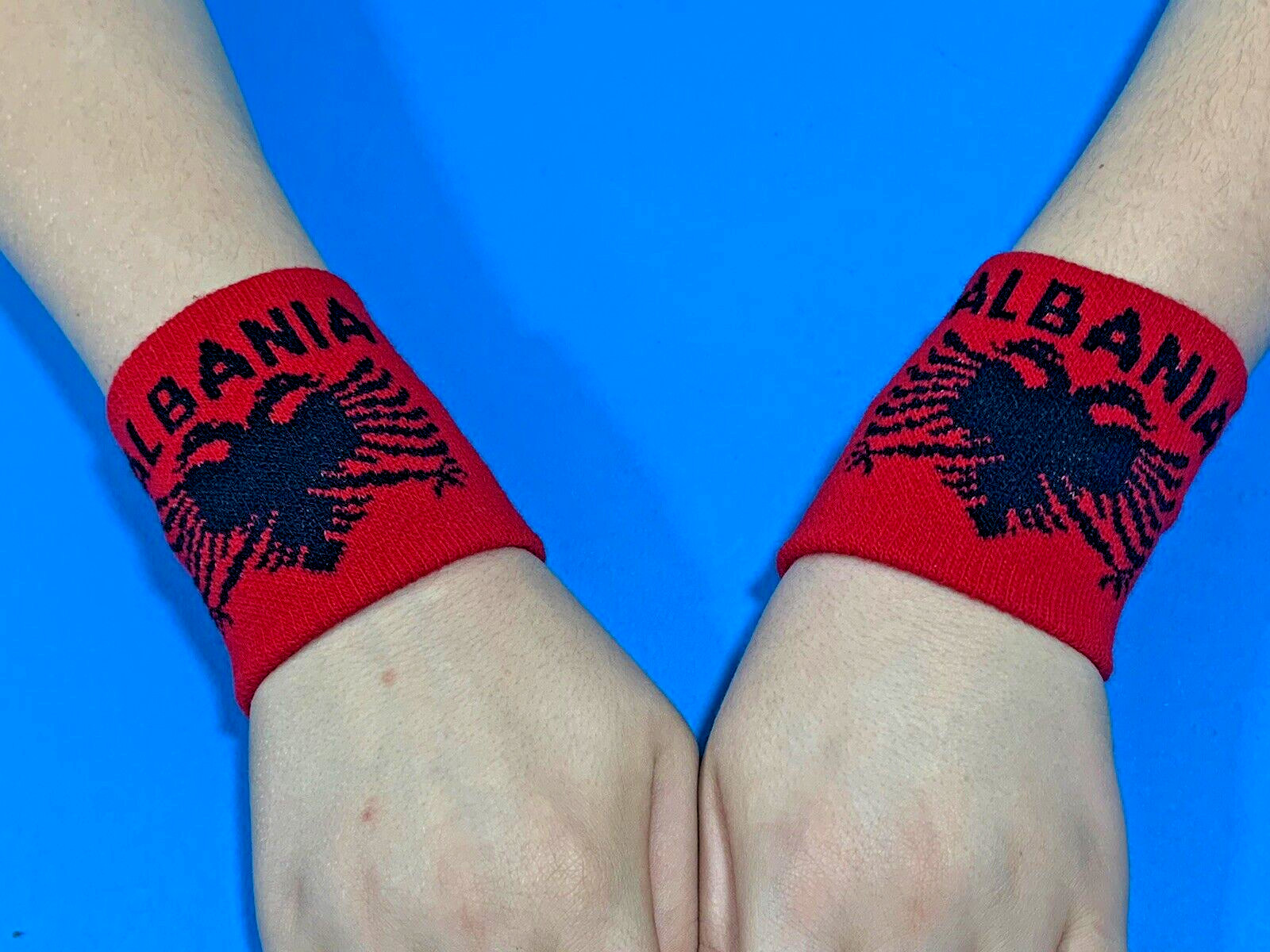 NEW ALBANIA FLAG 2WRIST BAND-ELASTIC FLAG SPORT UNISEX BRACELET-ALBANIA SOUVENIR
