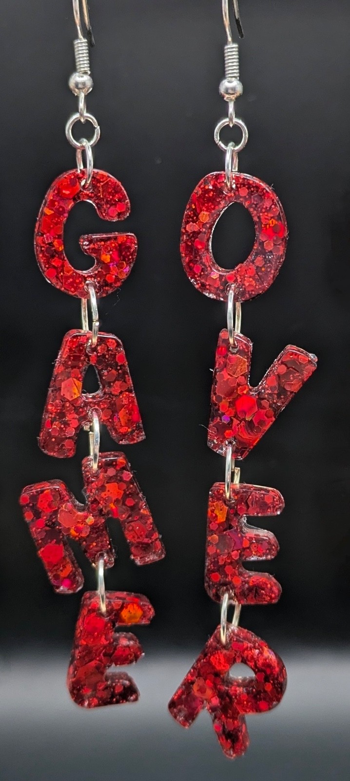 Glitter GAME OVER Earrings – Novelty X Box PlayStation Fun Gift For Gamers