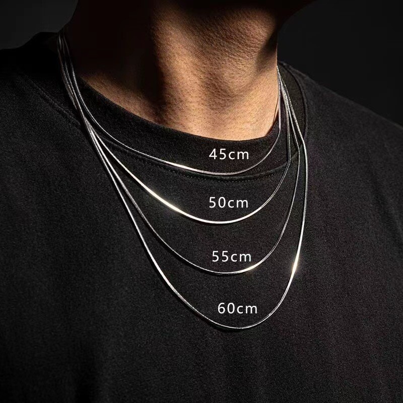 0.9-3.2mm 45-55cm Unisex Stainless Steel Round Snake Chain Necklace Waterproof