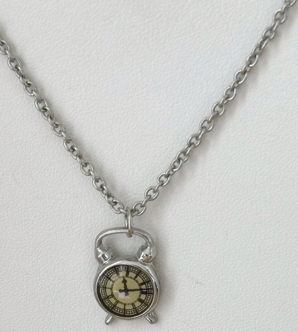 Clock Pendant Necklace/ Chain Measures 23 In Total Length