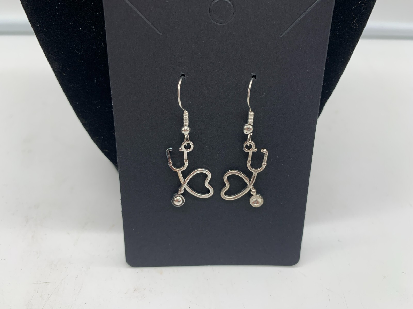 Metal Silver Stethoscope Dangle Earring Set DD01B10120