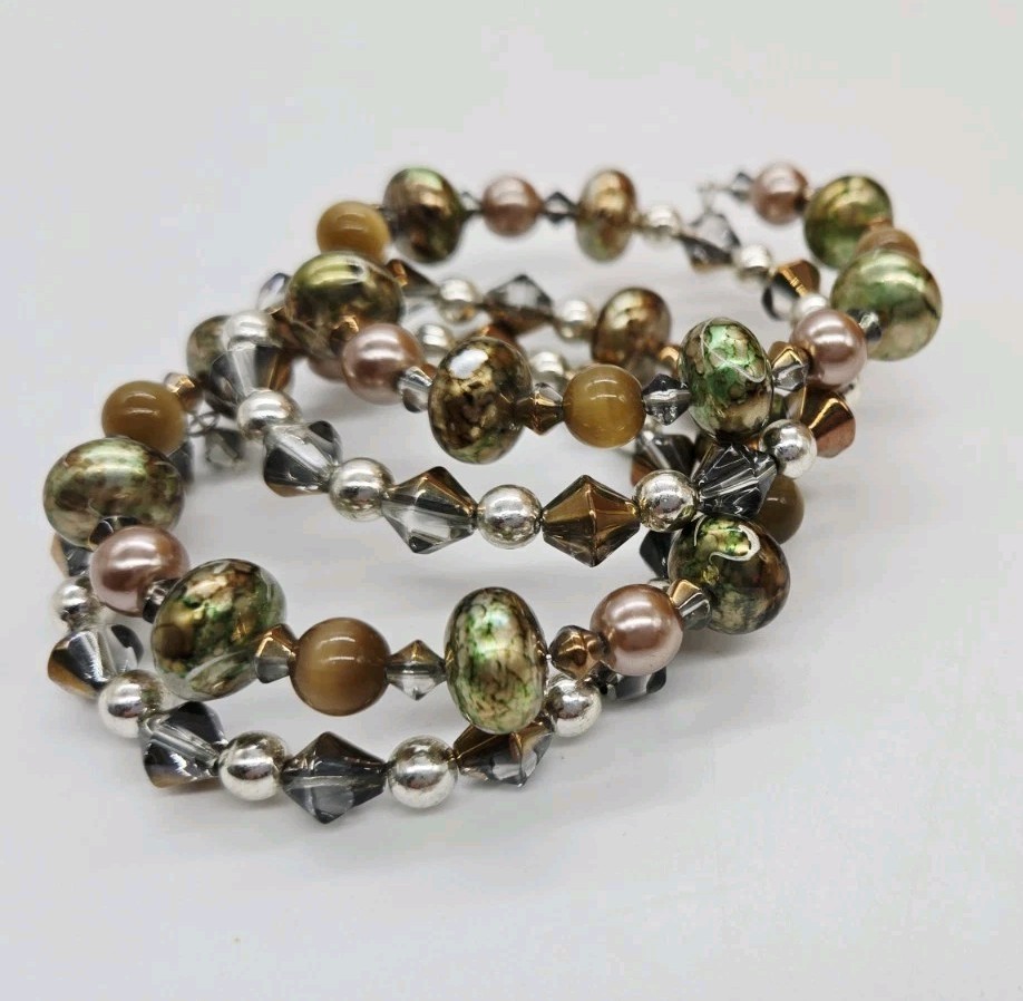 SNAKE Bracelet WIDE multi colored Beaded Wrap Around Statement Chunky Bohemian