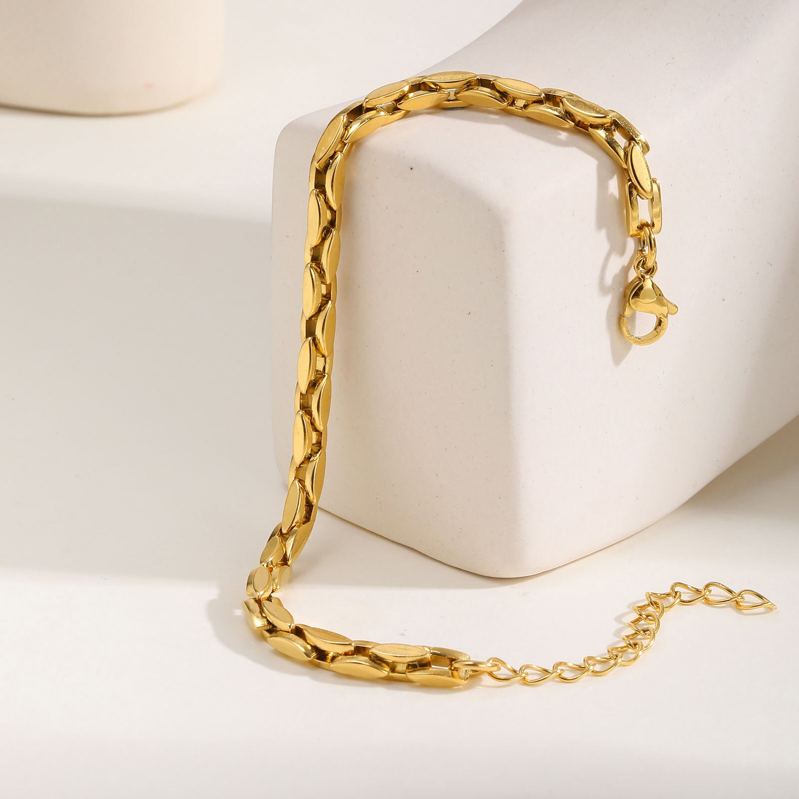 Stainless Steel Simple Plain Chain Strand Bracelet Couple Link Bracelet Classic