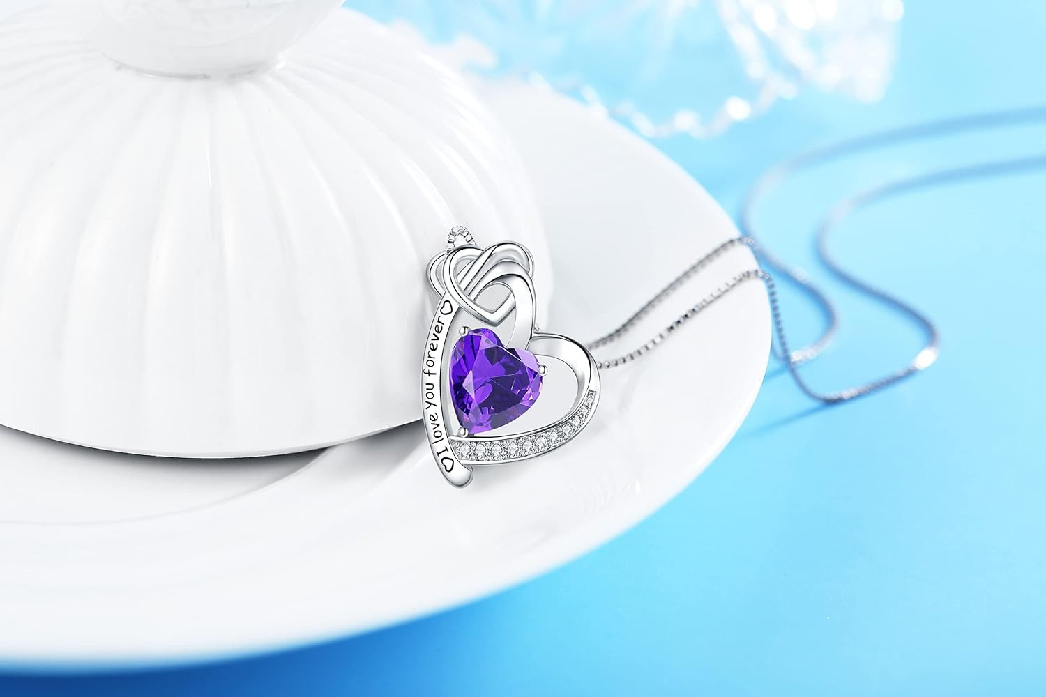Heart Necklaces 925 Sterling Silver I Love You Forever Pendant Necklace Birthday