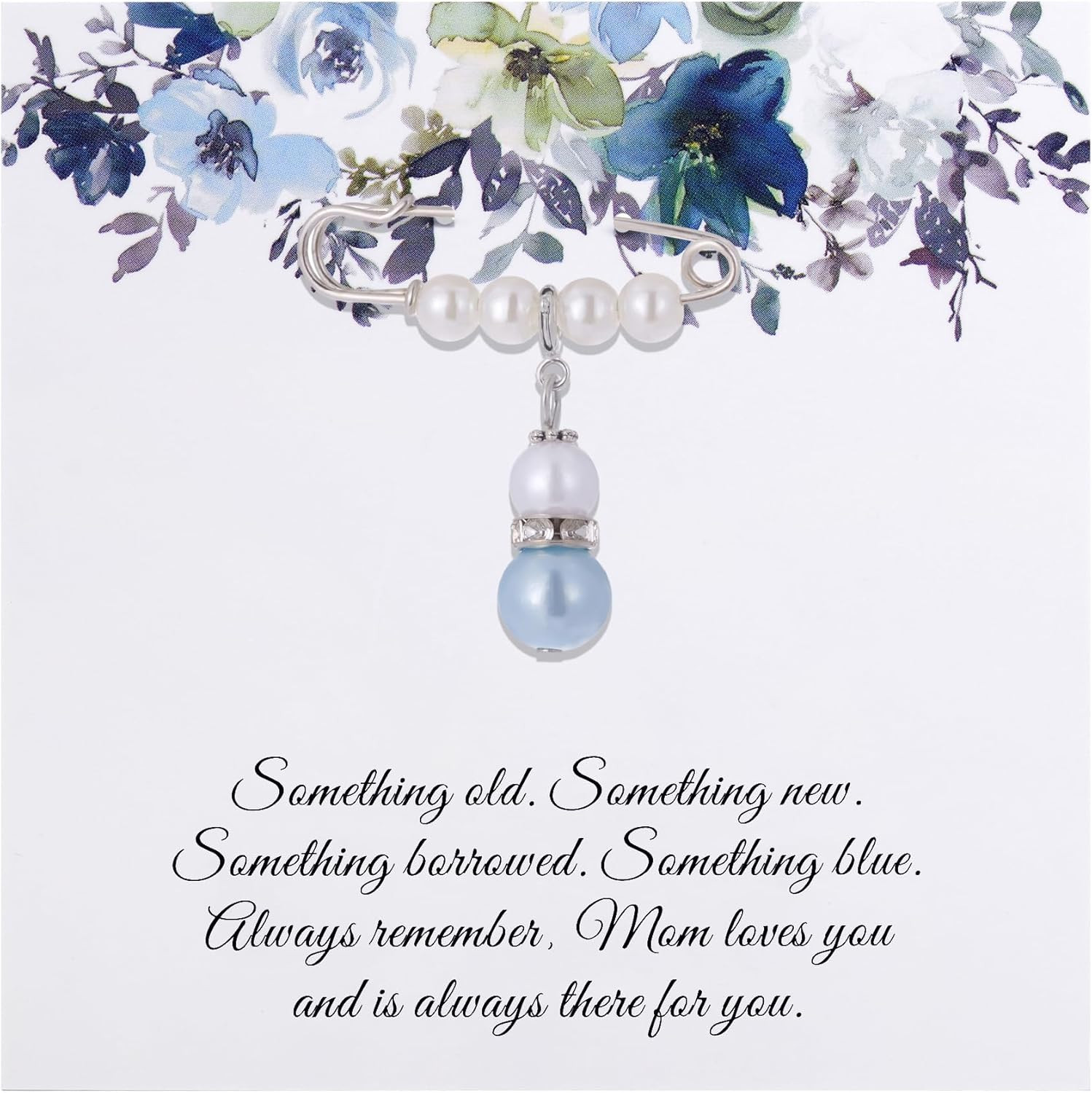 Ralukiia Something Blue Charm Gift for Bride from Mom and Dad, Blue Bridal Bouqu