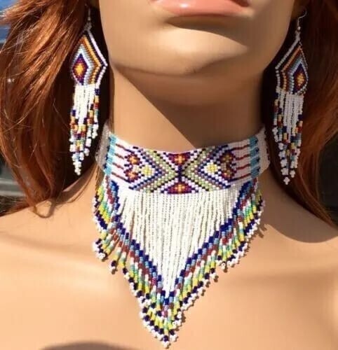 Handmade Necklace Seed Bead Boho American Style Netiv Beaded Multi Strand