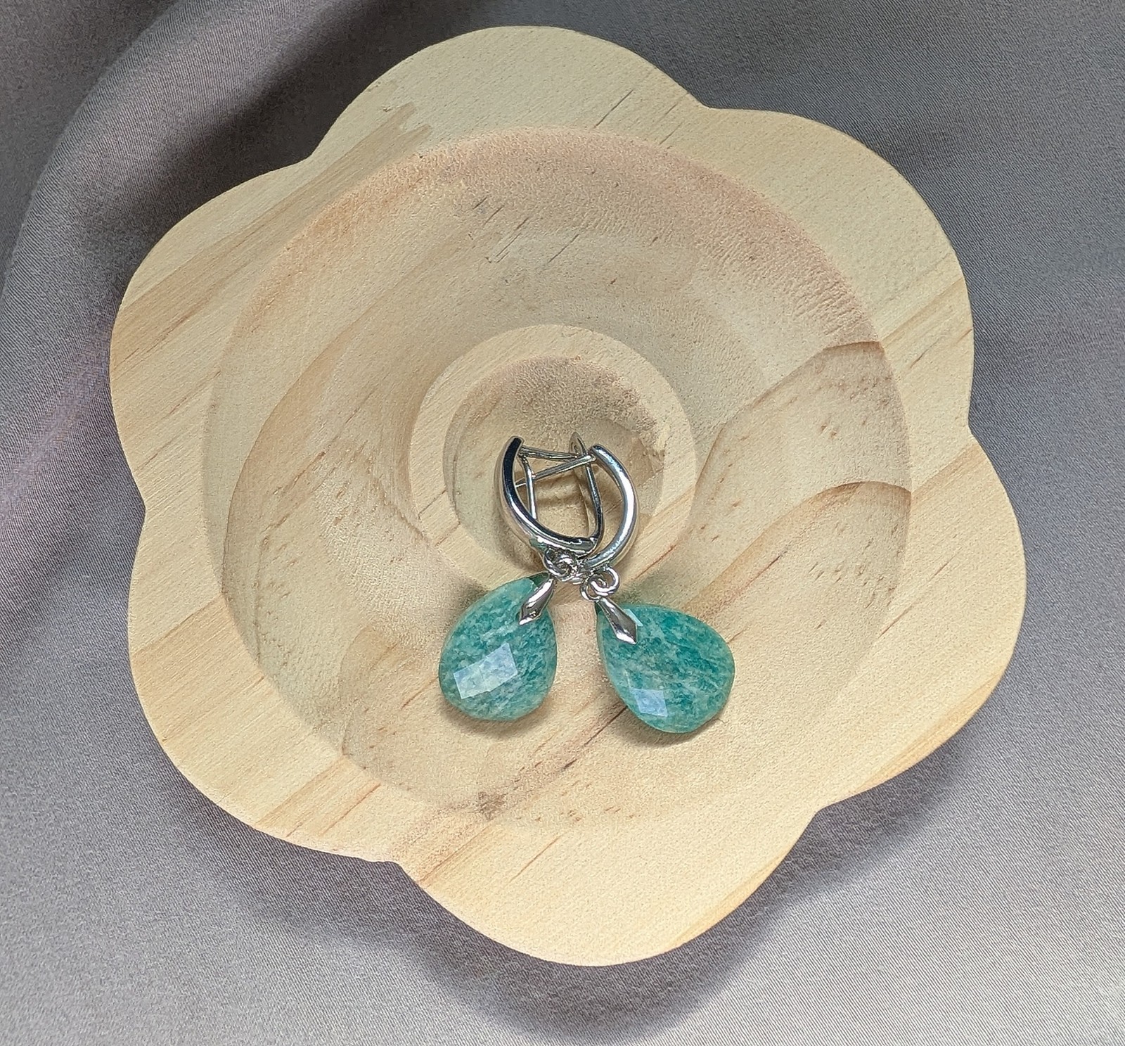 Amazonite Earrings, Sky River Stone, Natural Stone Dangle Drop Earrings, Handmad