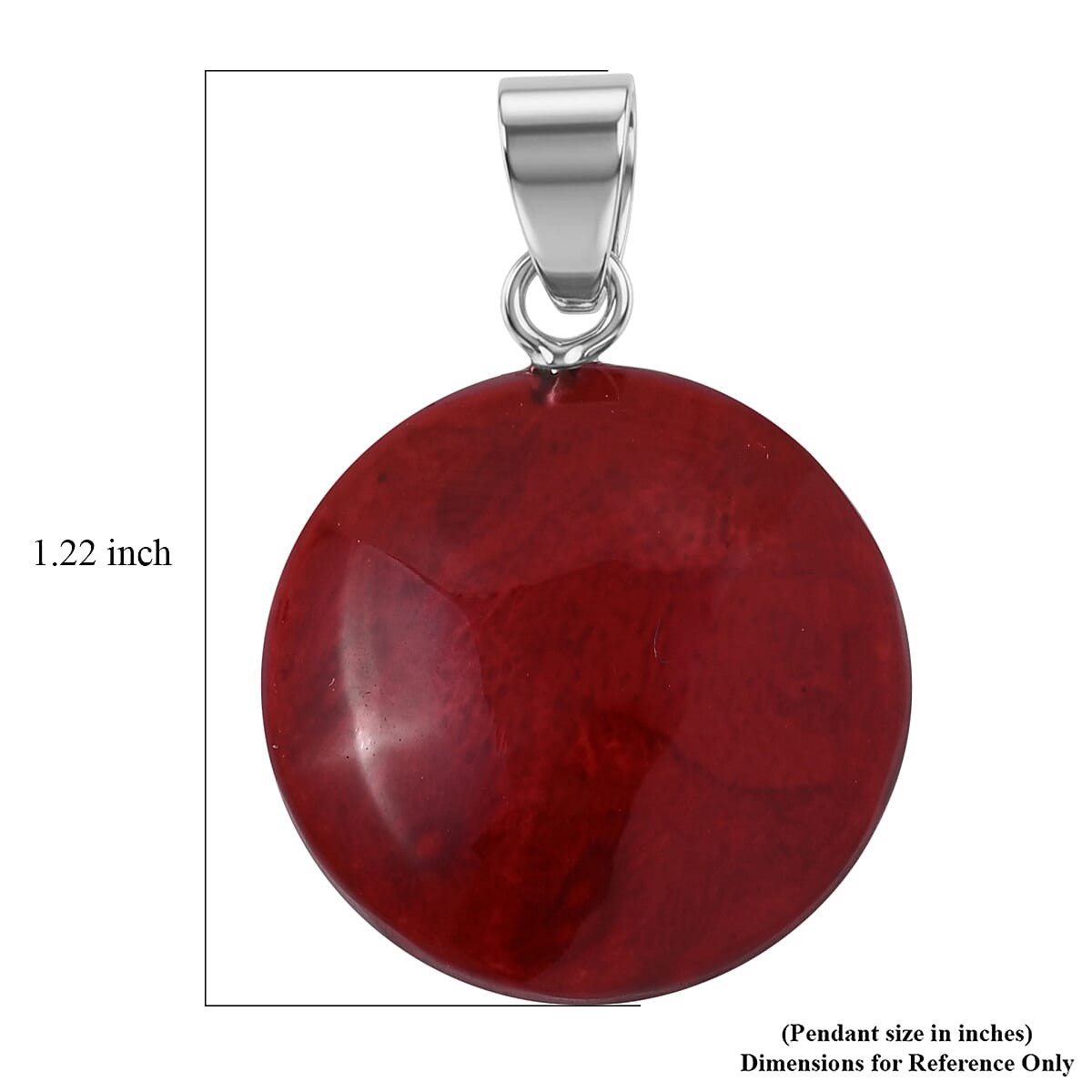Red Coral Pendant without Chain in Sterling Silver