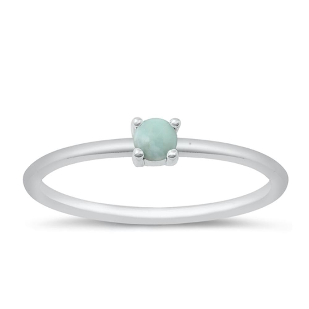 Larimar Cute Ring New .925 Sterling Silver Stone Minimalist Band Sizes 3-10