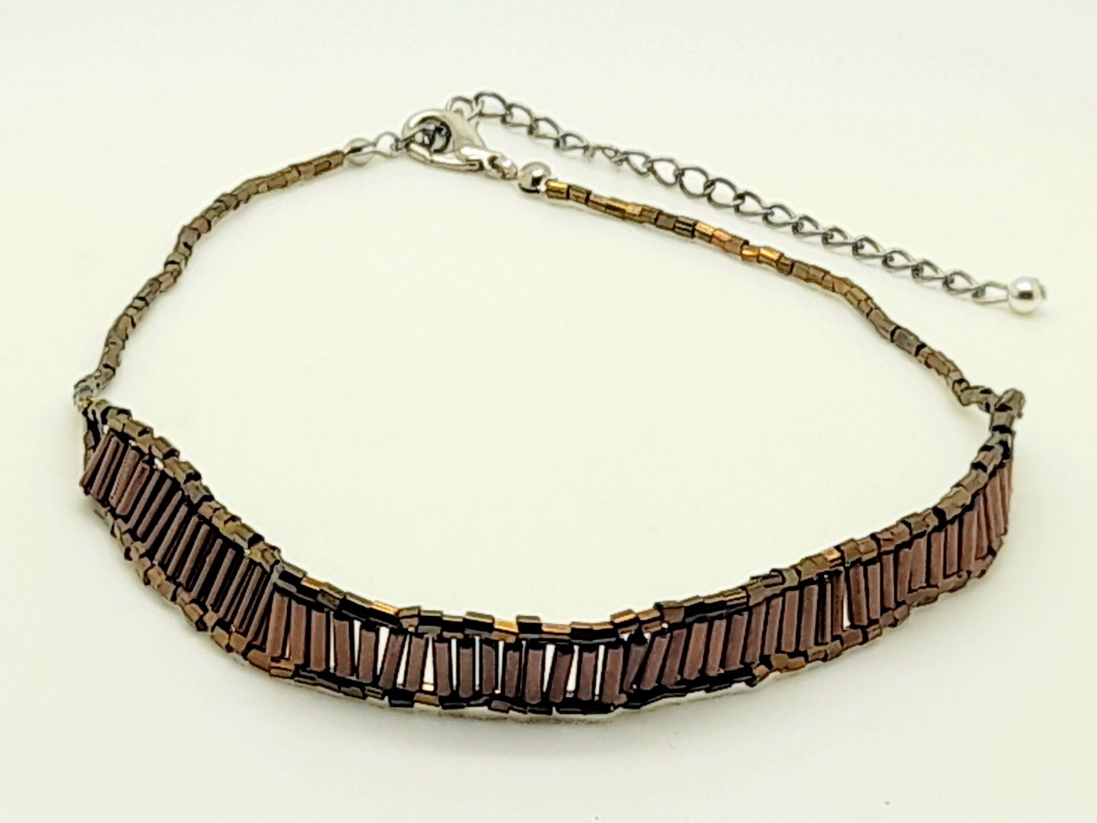 C001 Handmade Brown glass Seed beaded color party style fashion choker necklace