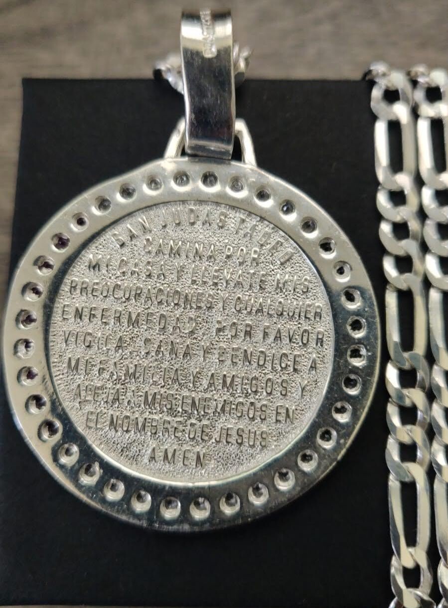cadena y san judas c/ zirconia plata 925 28g 26″ 4.5mm.