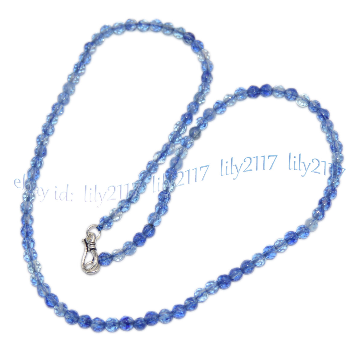 Faceted 4mm Round Light Blue Kyanite Gems Beads Necklace 14-50” Sterling Silver