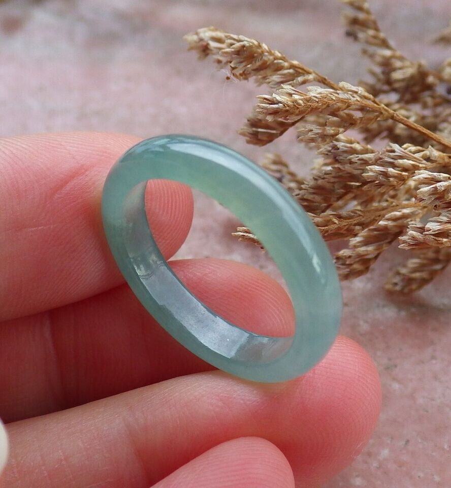 Video Certified Icy Green Natural A Jadeite Jade Circle Ring NO. 8 戒指 # 409845