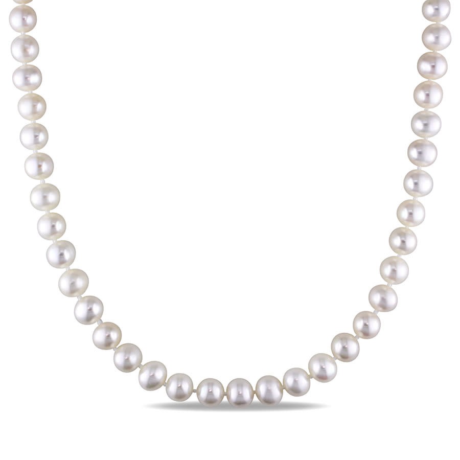 AMOUR 7 – 7.5 Mm Cultured Freshwater Pearl 16in Strand with Sterling Silver
