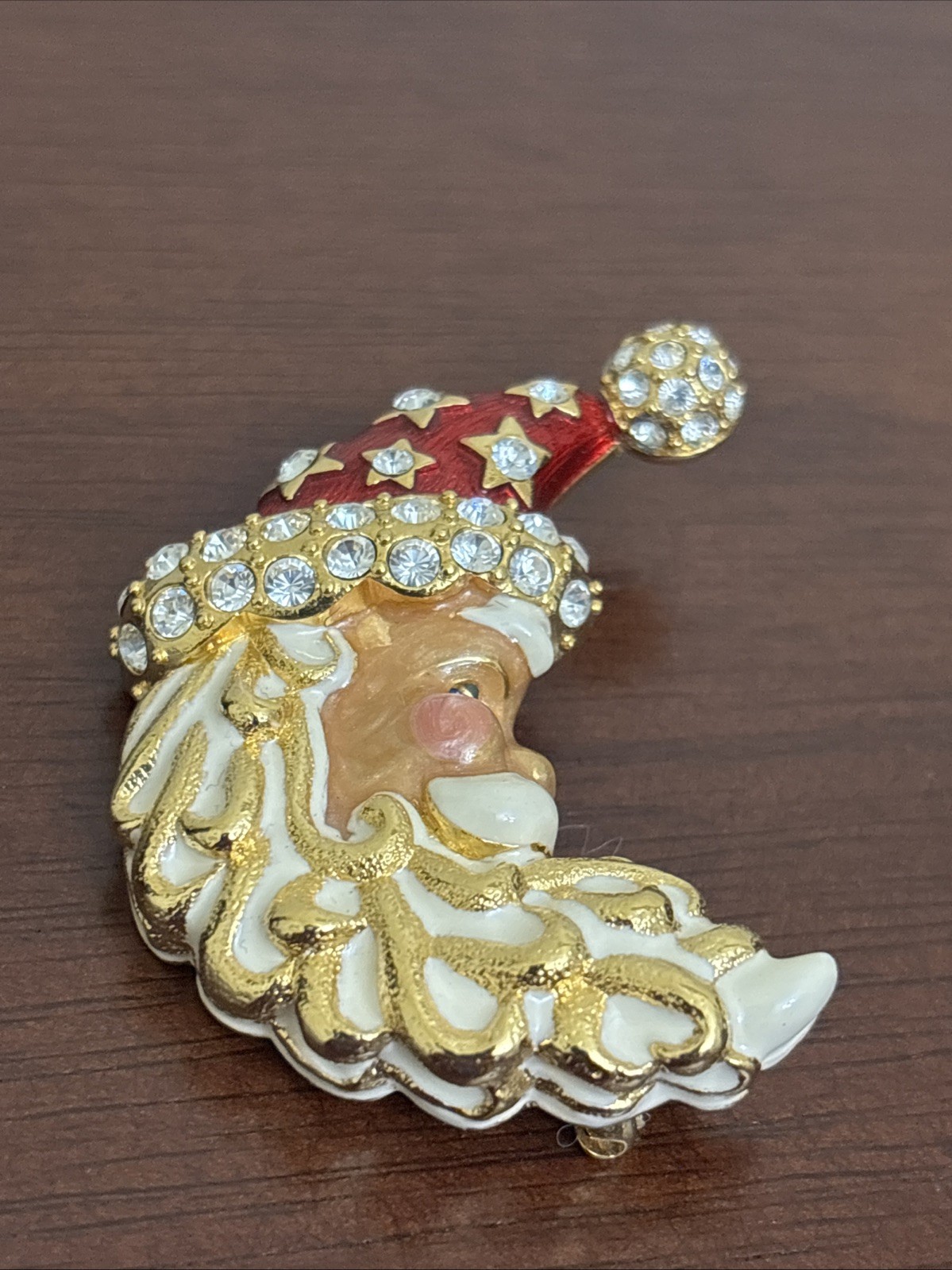 Christopher Radko Moonglow Santa Crescent Moon Brooch Pin Christmas Enamel READ