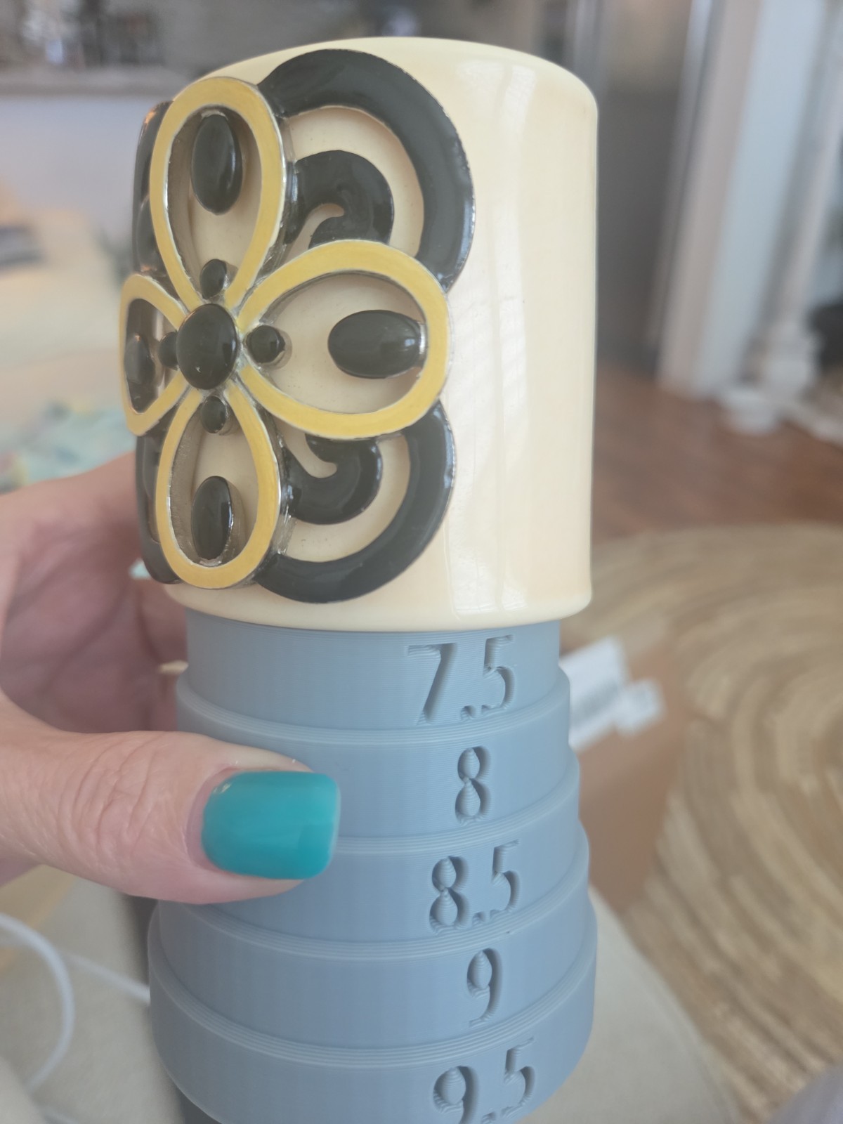 MCM Style Tory Burch Resin Wide Bangle With Metal Emblem