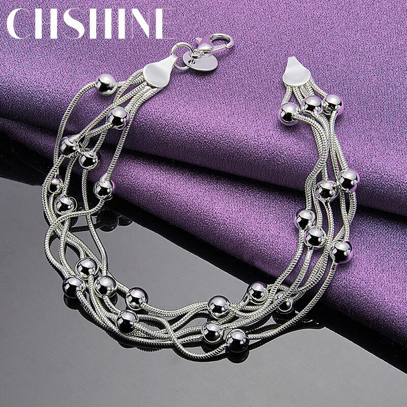 CHSHINE 925 Sterling Silver Five Snake Chain Bracelet Fashion Charm Jewelry