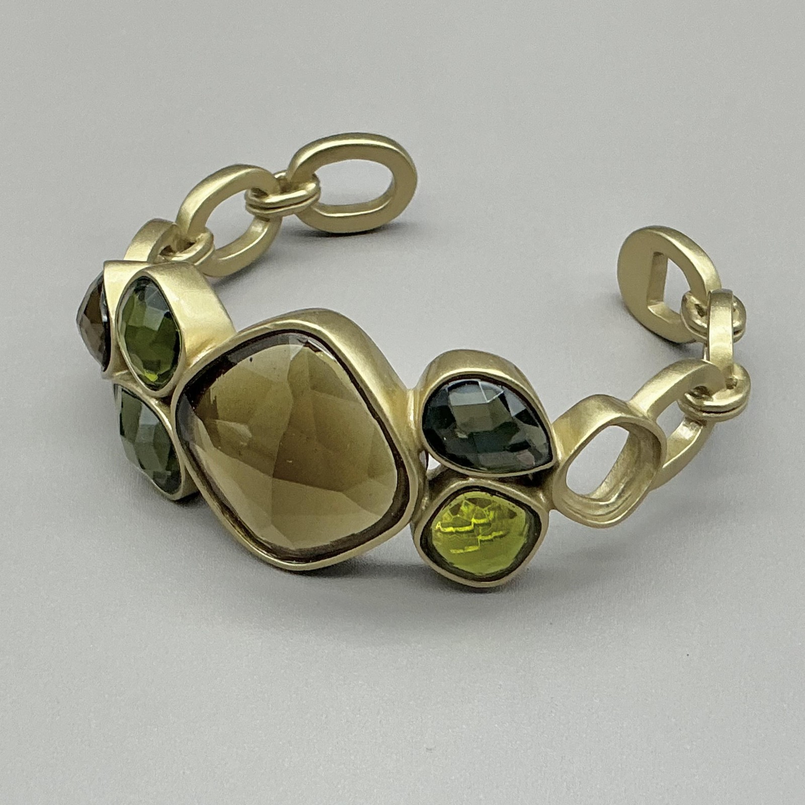 Anne Klein Bracelet Gold Tone Chain Link Multicolor Bead Womens Fashion 7 Inch