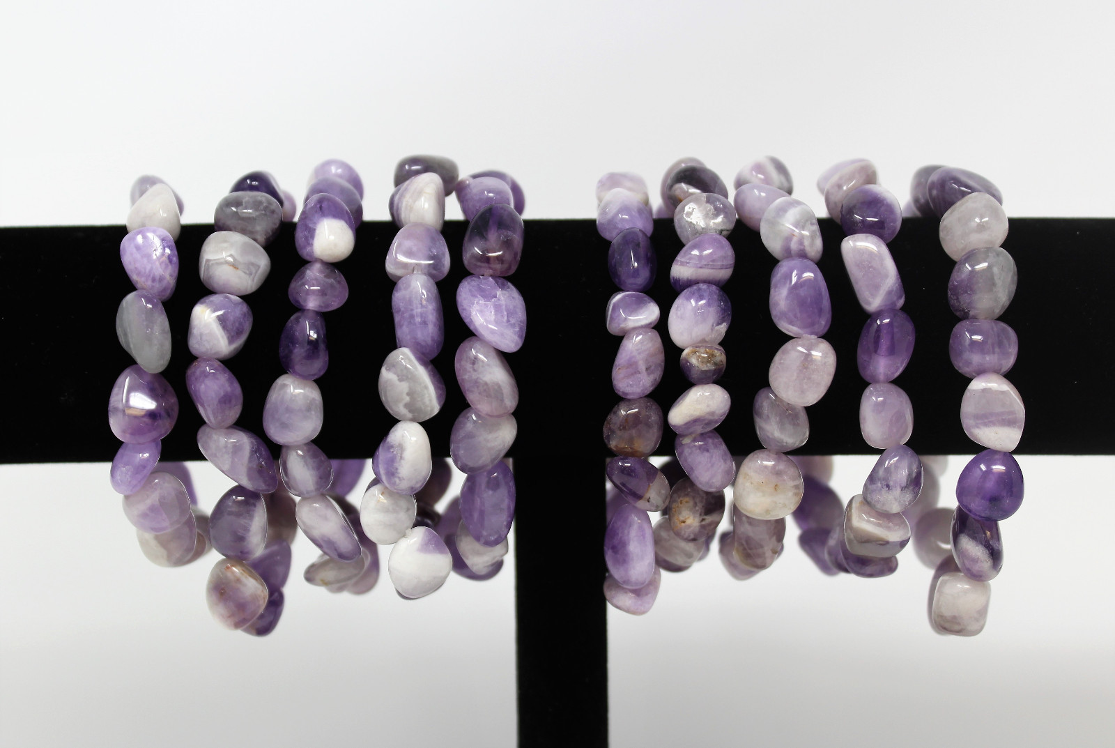 Amethyst Tumbled Gemstone Bracelet 6-8 mm stones (Stretchy, Amethyst Crystals)