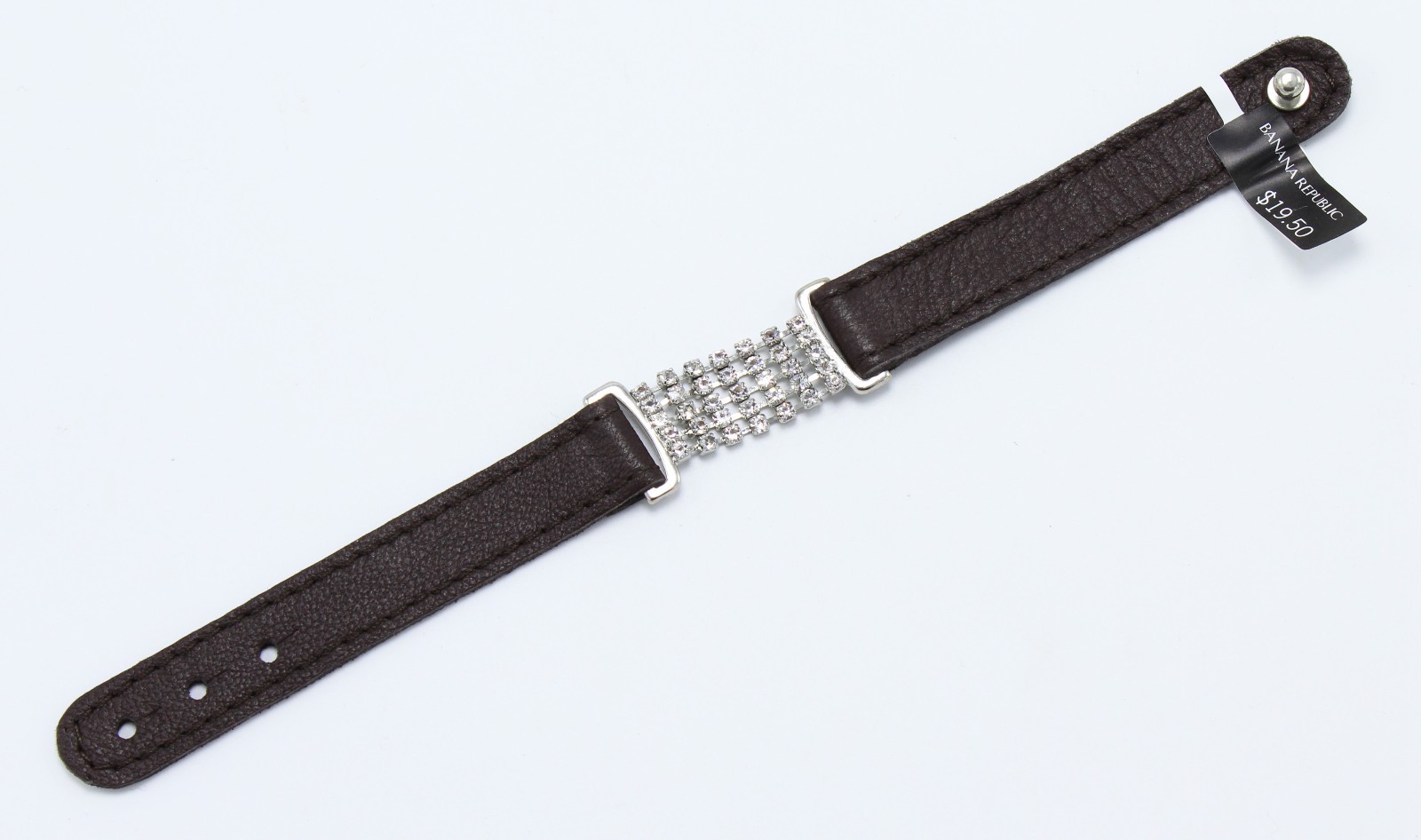 New Dark Brown Genuine Leather Rhinestone Bracelet from Banana Republic #BRB15