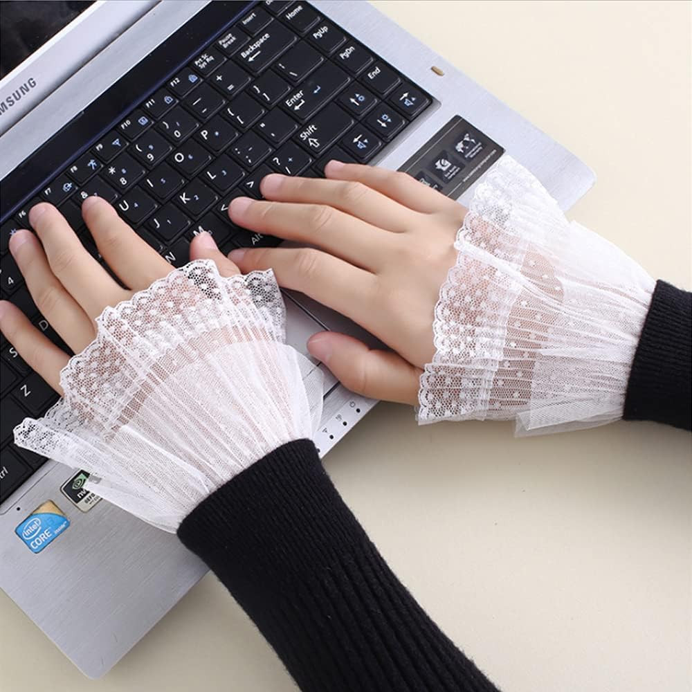 Lolita False Sleeves Wrist Cuffs Floral Layered Lace Cuff