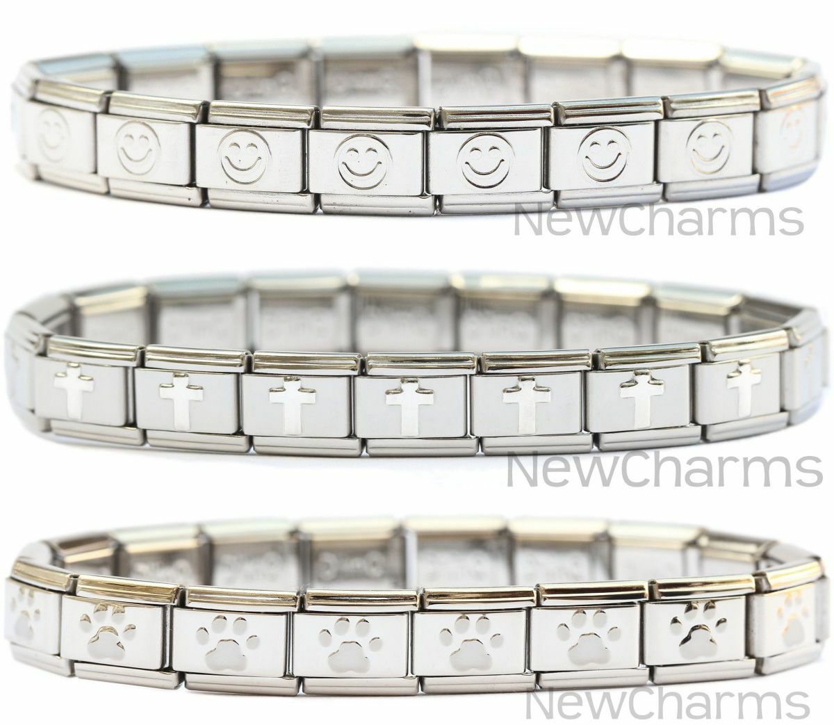 Italian Charm Starter Bracelet with 18 Links – Choose Style / Design / Finish