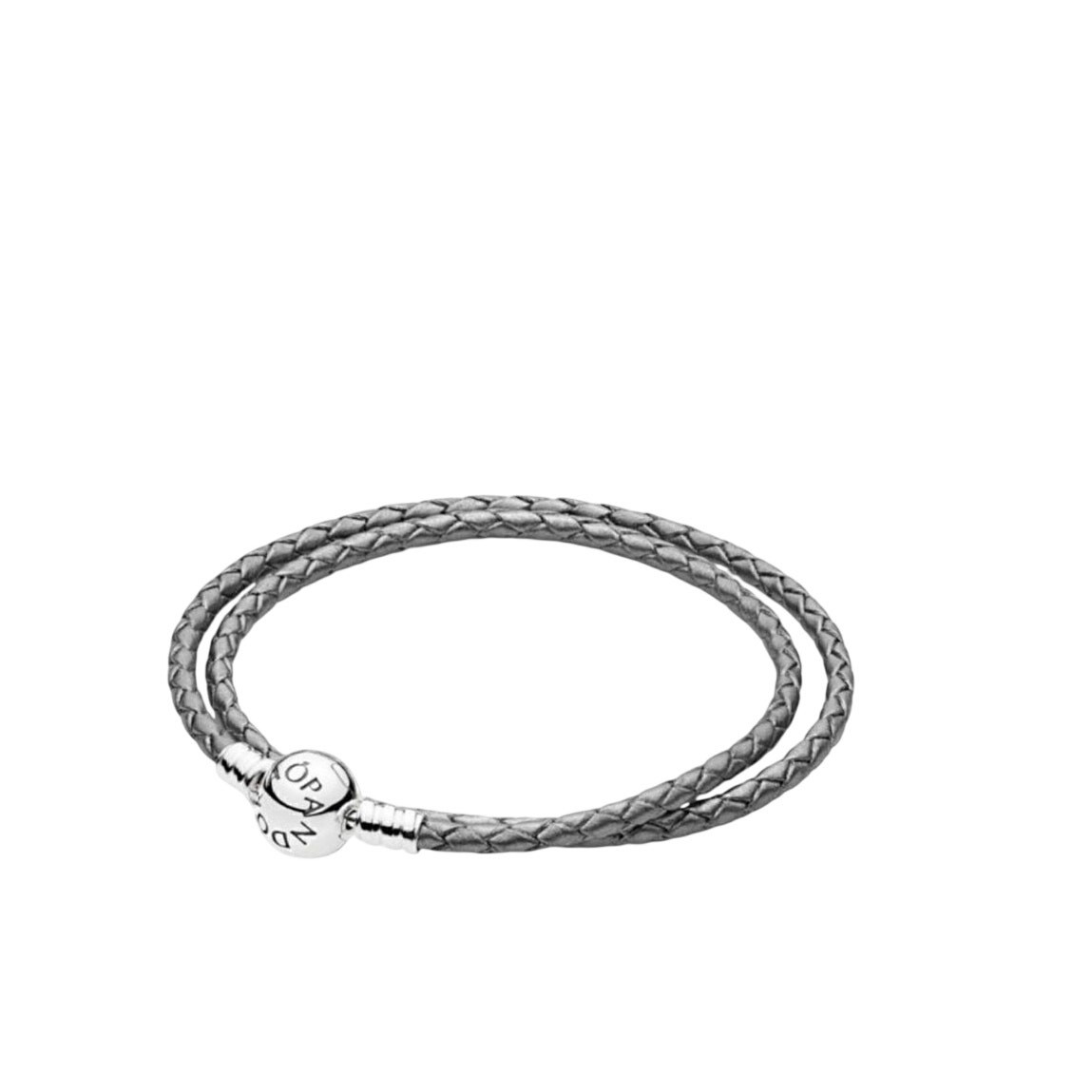 Pandora Moments Double Blue Leather and Silver Bracelet, 6 1/2″