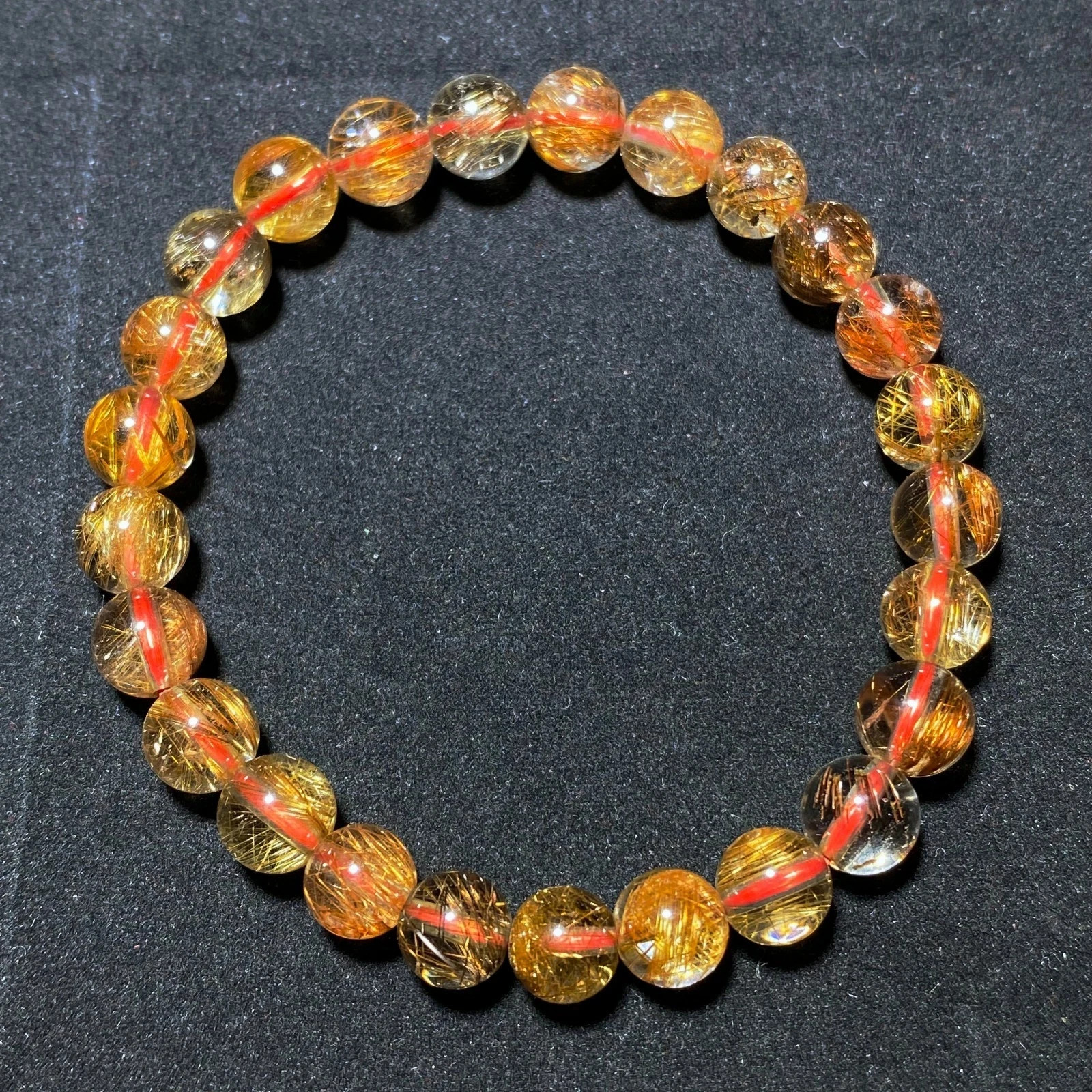 7.8mm Natural Red Copper Quartz Crystal Beads Bracelet C1795