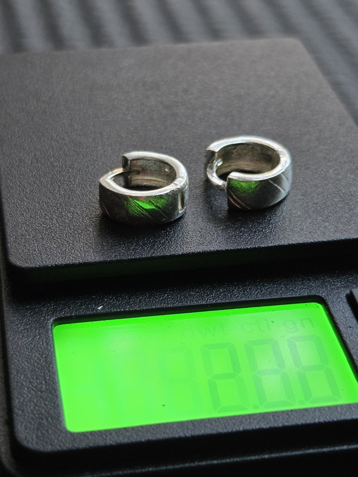 Silver 925 Round Hinged Hoop Huggie Earrings Pair No Stone Metal