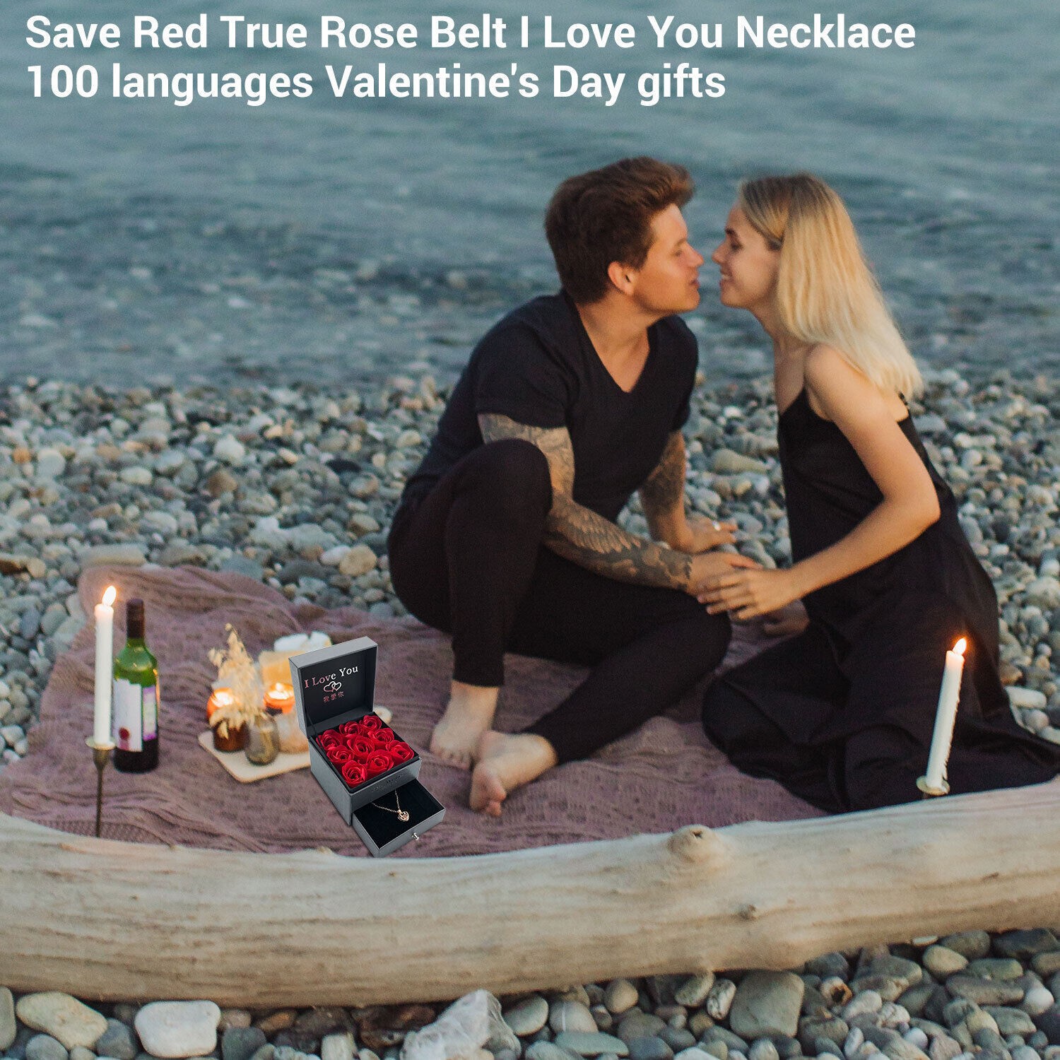 Women Gifts Ideas for Valentines Day, Preserved Forever Rose Gift with Necklace