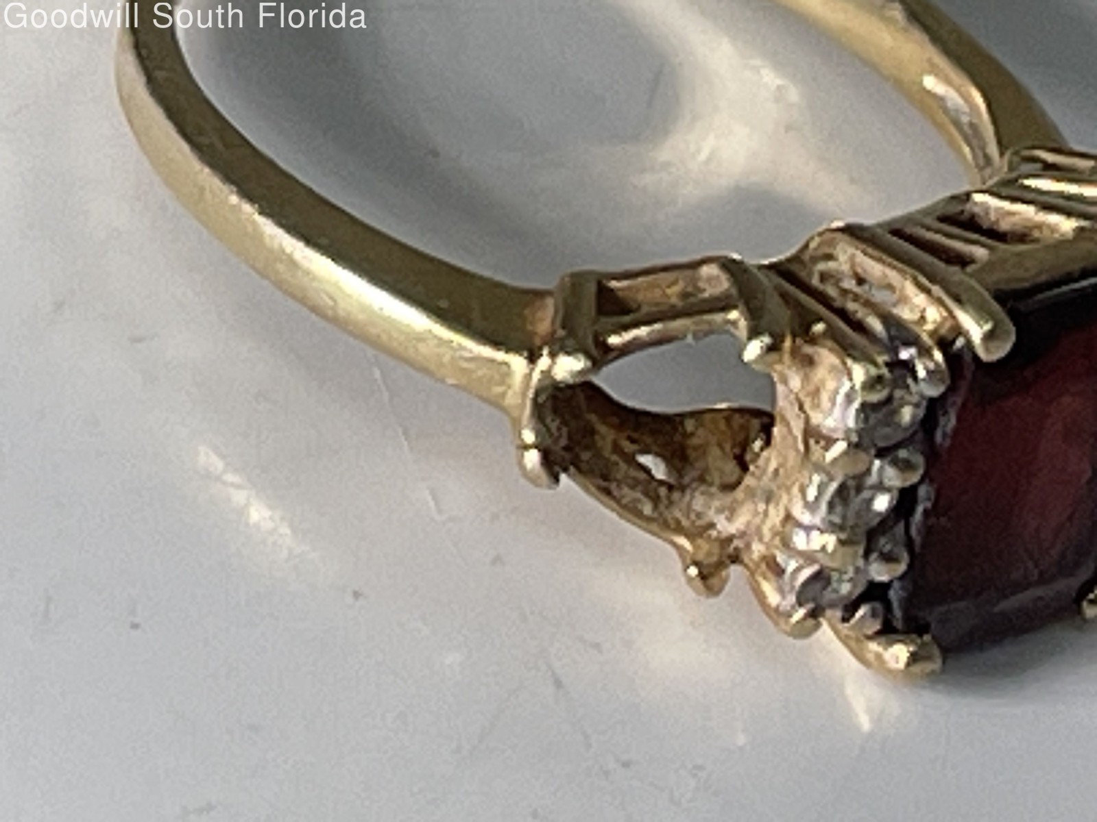 Gold Ring Size 6.5. With Diamonds. (Stamped 14K-Tested 13.95KT) Weight 3.0g
