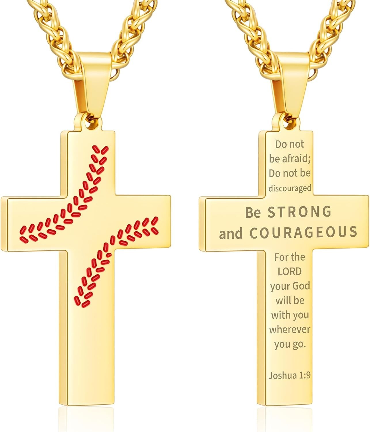 Engraved Baseball Cross Pendant Necklace for Boys – Perfect First Communion Gift
