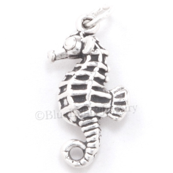 SEAHORSE Charm Ocean Sea Horse Animal Fish Pendant STERLING SILVER 925 .925 3D