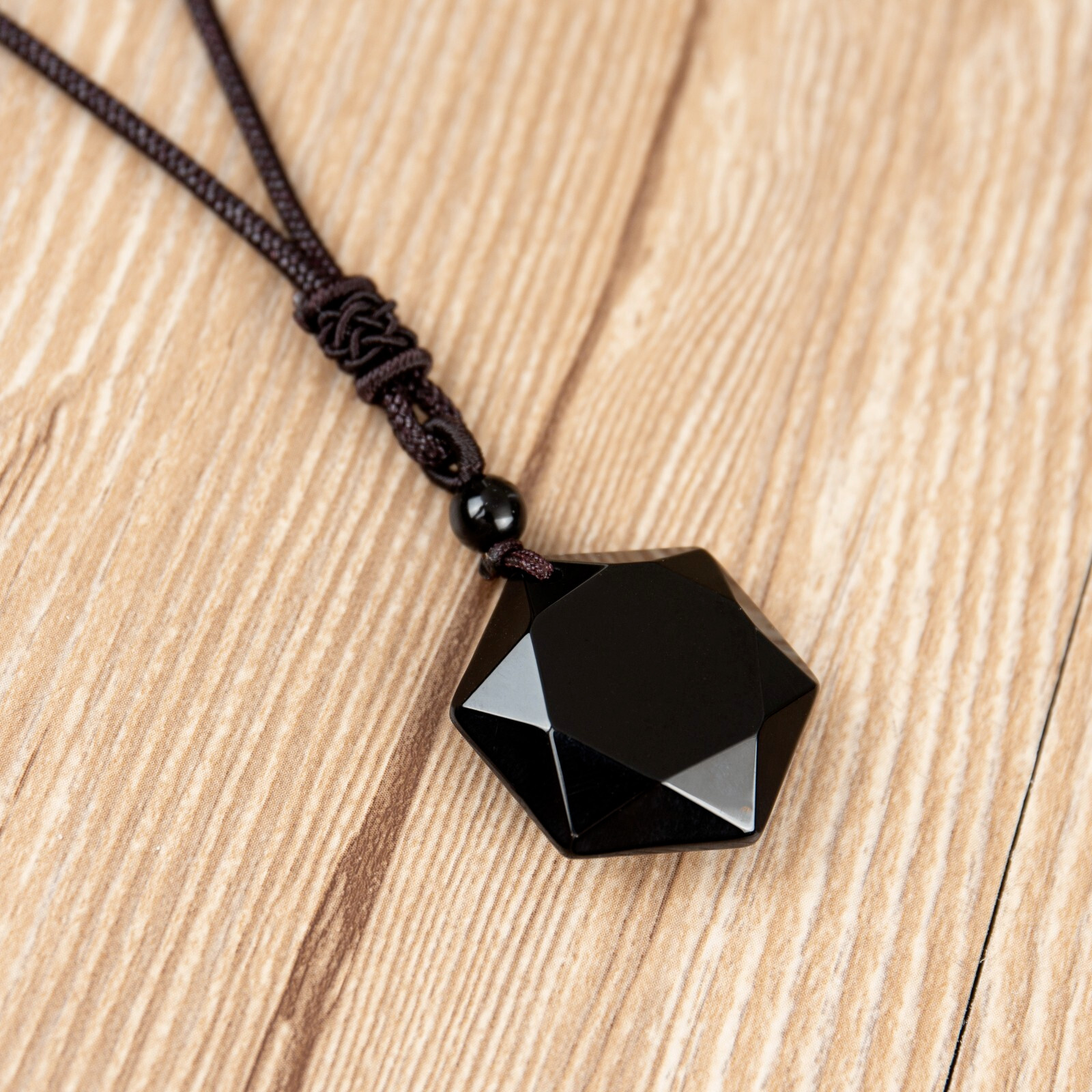 Hexagonal Obsidian Point Pendant Amulet Protection Healing Man Woman Necklace