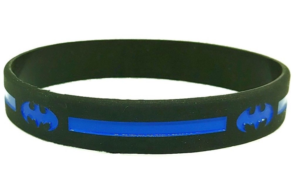 (3) Thin Blue Line Silicone Wristband Police Bracelet Law Enforcement Superheros