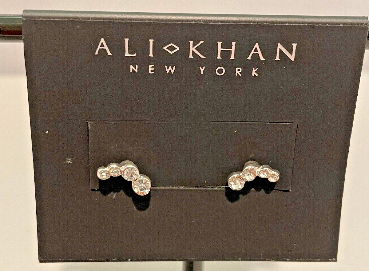 Stud Crystal Earrings by Ali Khan Mini 4 Stones New with Tags Classic Stunning