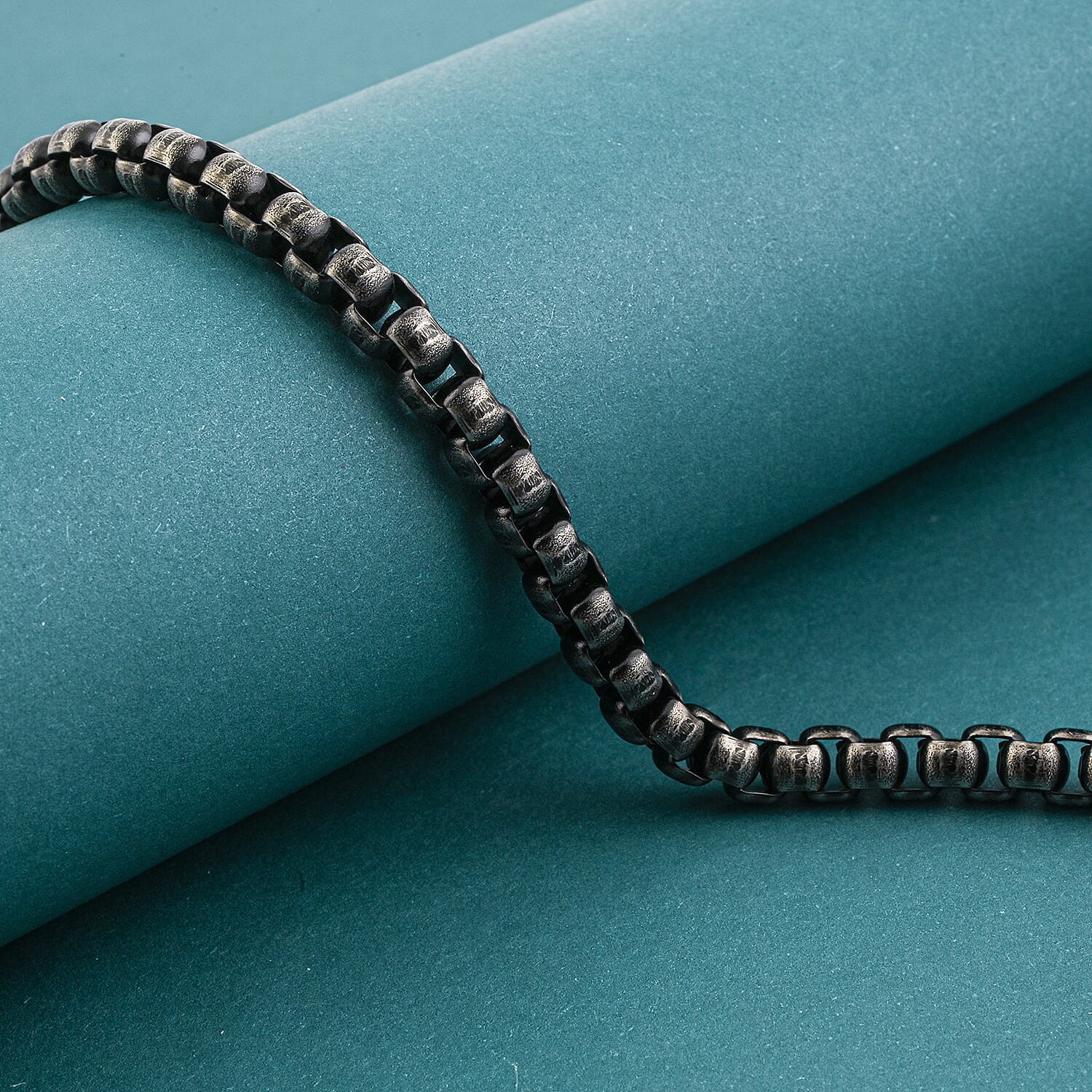 Fancy Chain Bracelet in ION Plated Black Stainless Steel 8.00 In