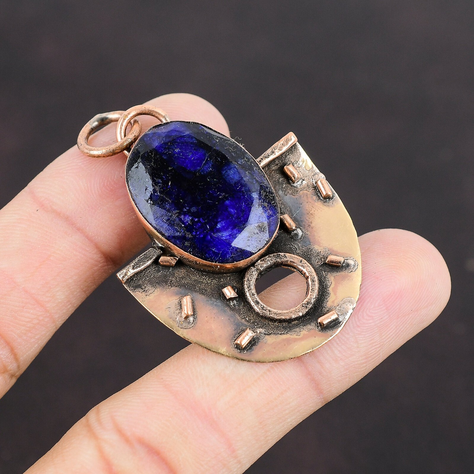 Mothers day Sale Copper Blue Saphire Gemstone Handmade Wife New Pendant Jewelry
