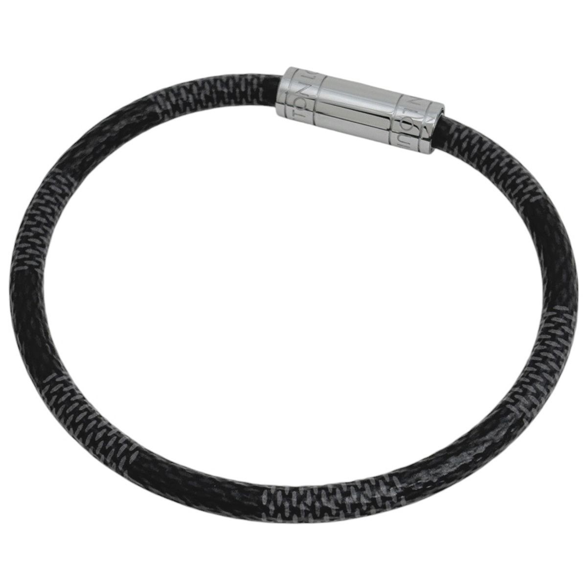 Louis Vuitton Keep It Bracelet Authentic Color Black Silver Size 19.5cm Mens