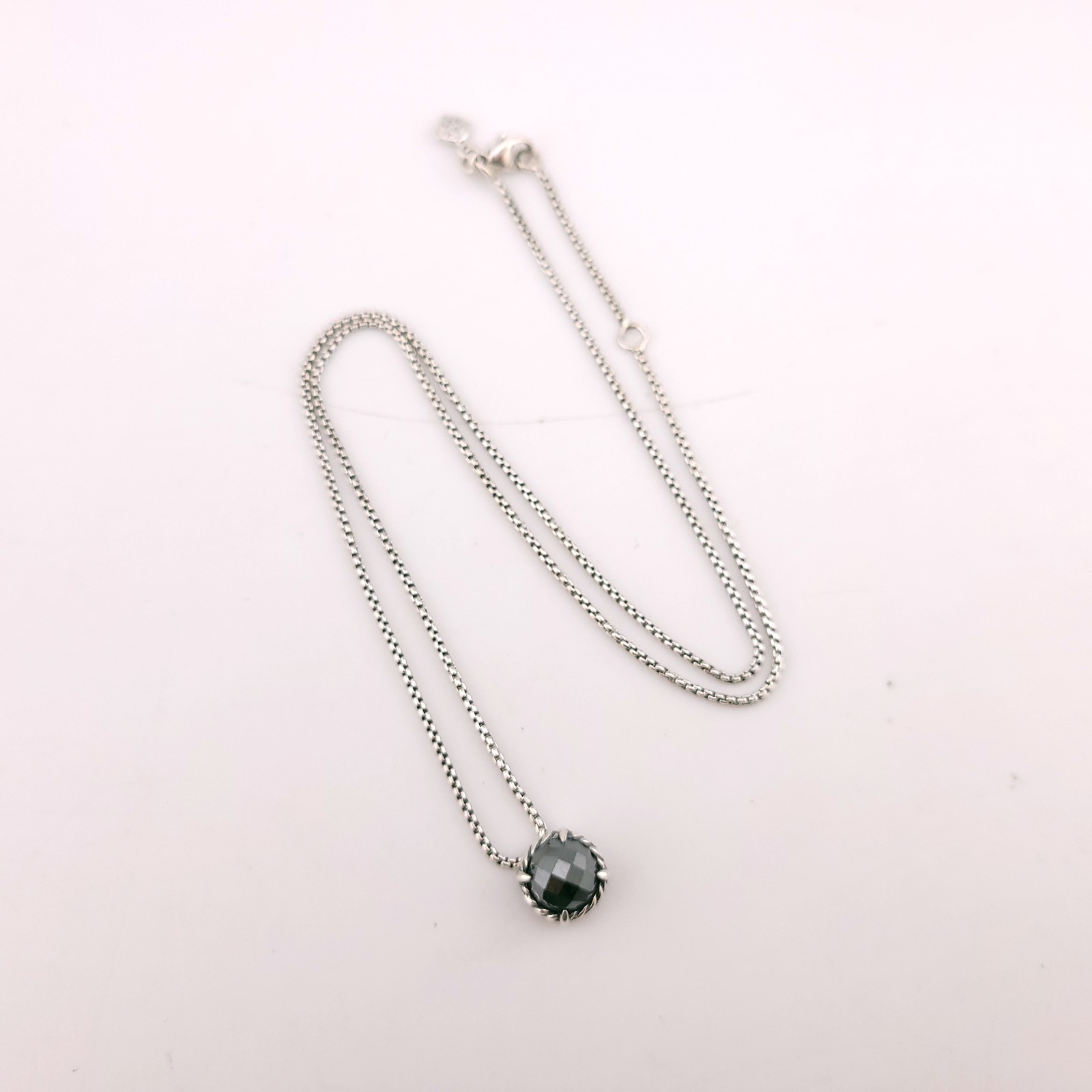 DAVID YURMAN Sterling Silver 8mm Chatelaine Black Hematite Adjustable Pendant