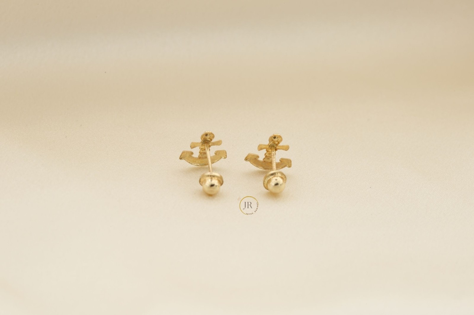 Anchor Earrings • Symbol of Stability Hope • 14K Solid Gold Studs