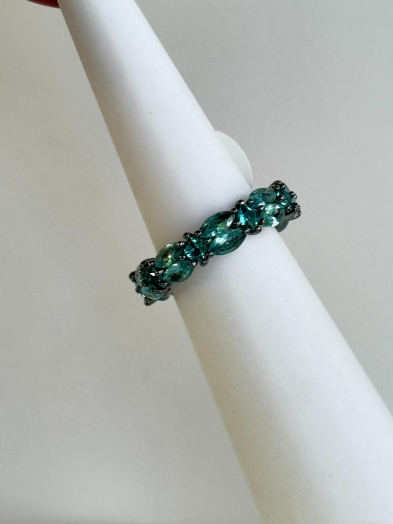 Bomb Party Sirens Veil of The Abyss Pariba on Hematite Ring Sz 7