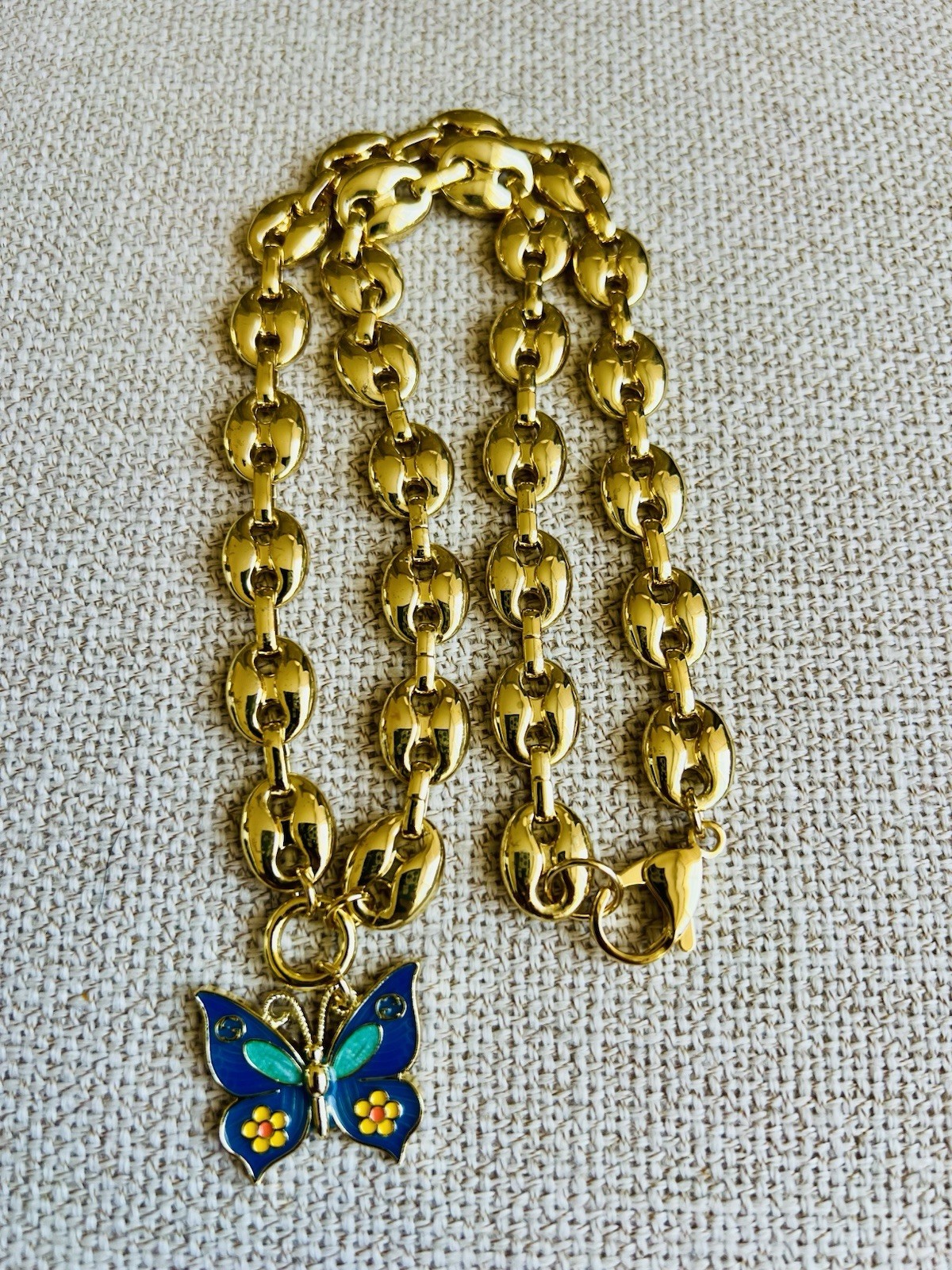 Upcycled Gucci Butterfly Zipper Pull On Unbranded Chain