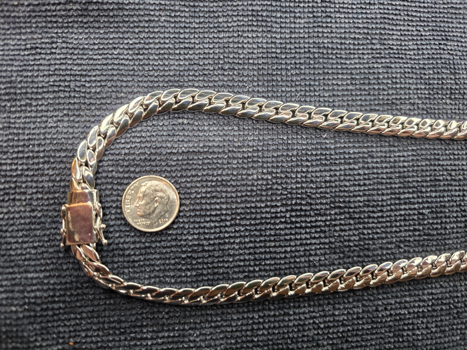 Silver Miami Cuban Chain 20in with Box Lock