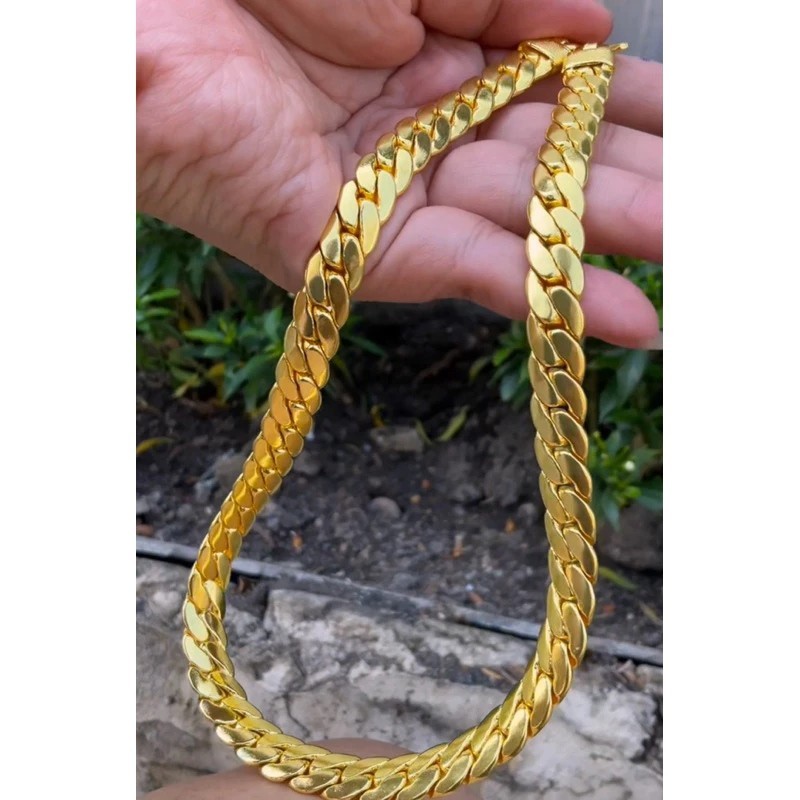 C6 Bracelet 24k Gold Plated Men Women Jewelry Gem Yellow wide 12mm. long 20″