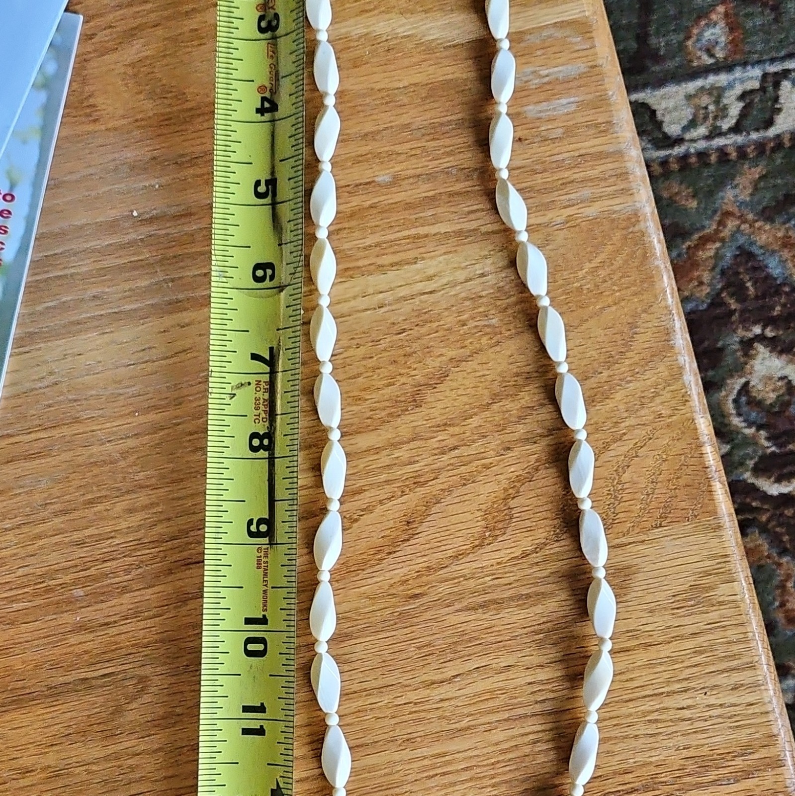 White Beaded Bone Grain Of Bone Visible Necklace Strand Ball/Bead Chain, Unique